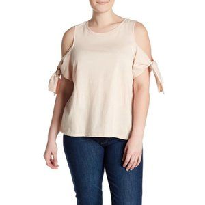 Melrose and Market Pink Peach Cold Shoulder Tee Shirt Top Plus Size 1X